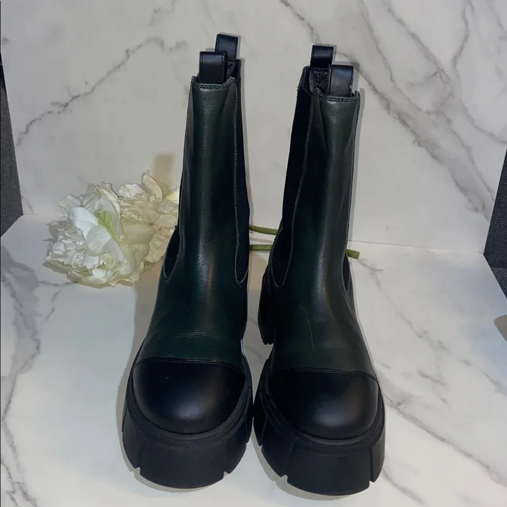 Free People Maren Mid Green Leather Chelsea Boots Size 40(9)